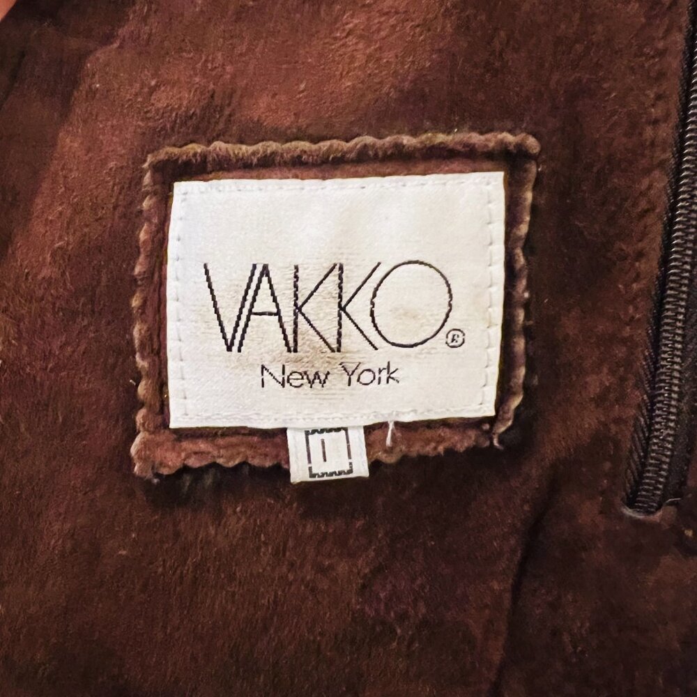 Vakko Vintage Women's Jacket Coat Size Large Brown Shearling Pockets Casual - Picture 10 of 16